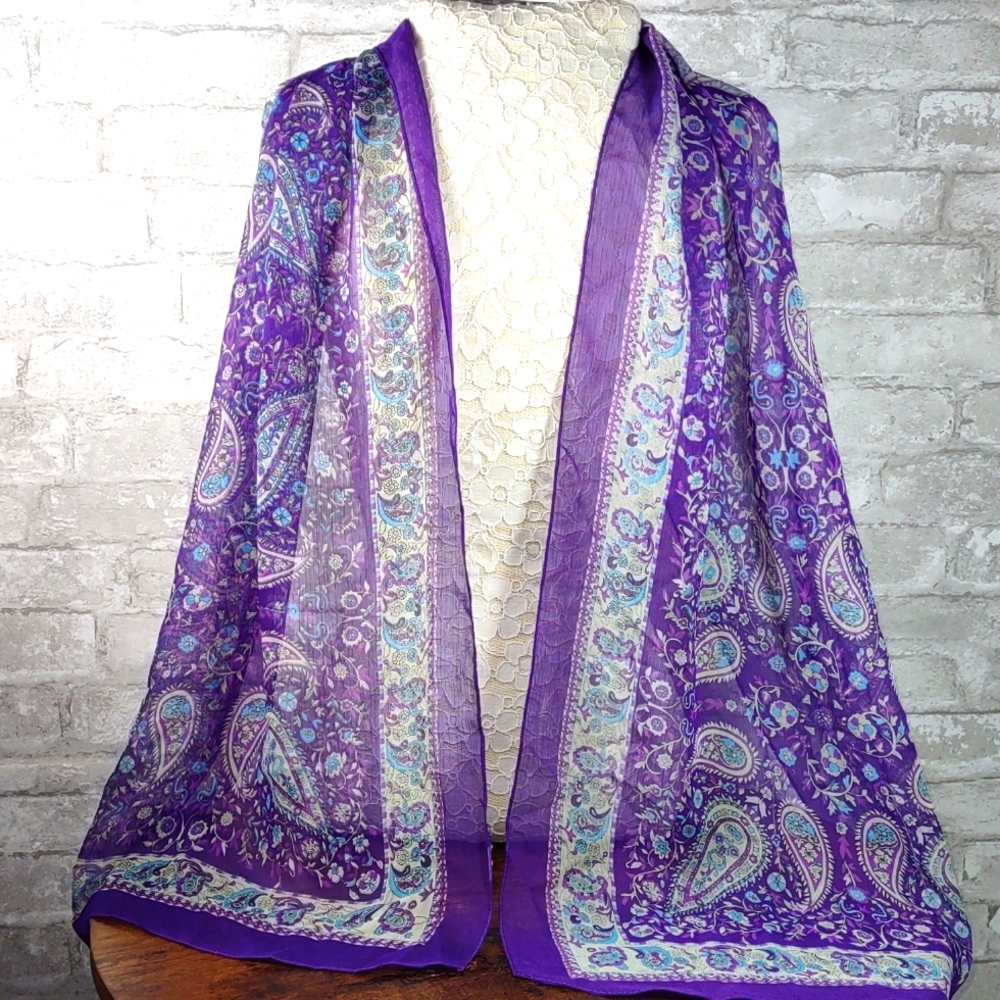 Paisley Print Poly/Rayon Chiffon Scarf